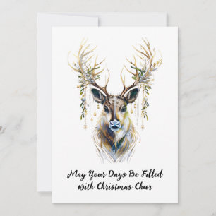 Elegant Reindeer, Your Days Filled Christmas Cheer Holiday Card