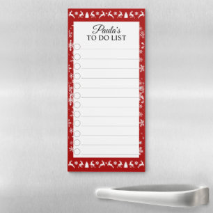 Elegant Reindeers Snowflakes To Do List Magnetic Notepad