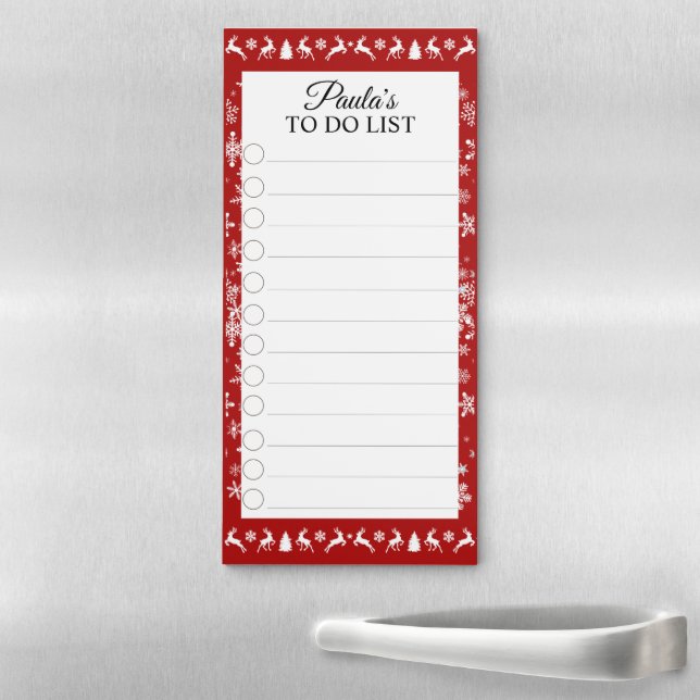 Elegant Reindeers Snowflakes To Do List Magnetic Notepad (In Situ)