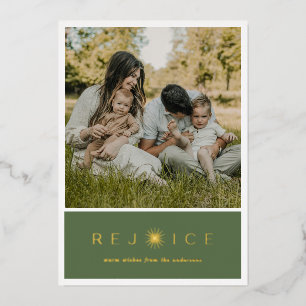 Elegant “Rejoice” Gold Foil Christmas Photo Card