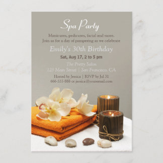 Elegant Relaxing Spa Birthday Party Invitations