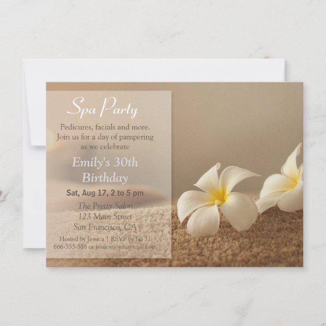 Elegant Relaxing Spa Birthday Party Invitations (Front)