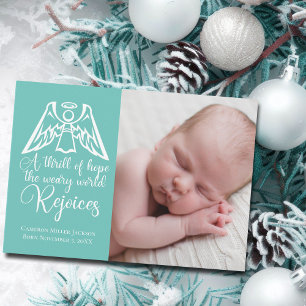 Elegant Religious Baby Photo Angel Christmas Card