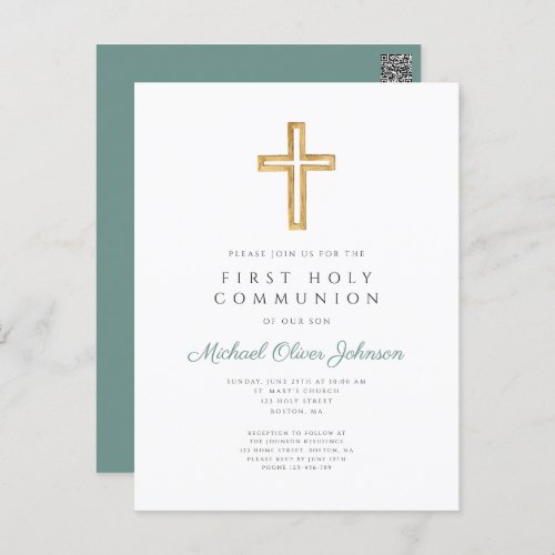 Elegant Religious Boy First Communion  Postcard