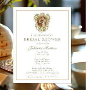 Elegant Religious Bridal Shower Gold Floral Invitation