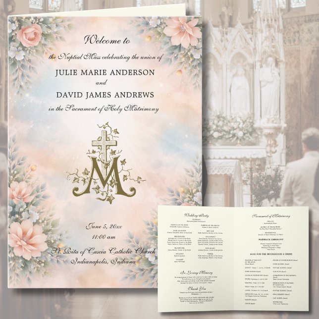Elegant Religious Catholic Wedding Mass Program (Creator Uploaded)