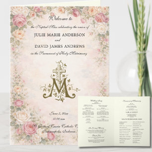 Elegant Religious Catholic Wedding Mass Program