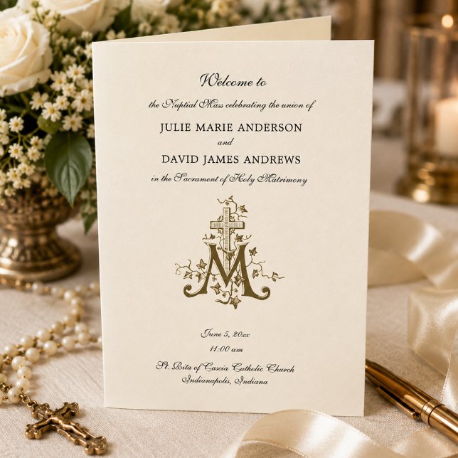 Elegant Religious Catholic Wedding Mass Program (Creator Uploaded)