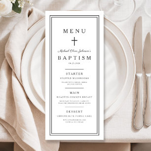 Elegant Religious Cross Boy Baptism Menu