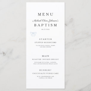 Elegant Religious Cross Boy Baptism Menu