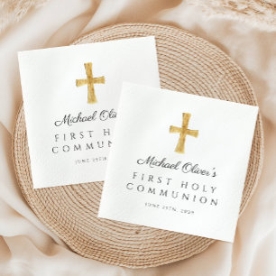 Elegant Religious Cross First Holy Communion Napkins
