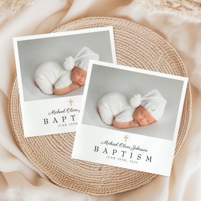 Elegant Religious Cross Photo Baptism Napkins (Elegant Religious Cross Photo Baptism Napkins)