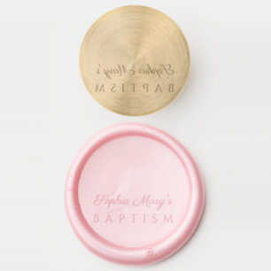 Elegant Religious Cross Pink Girl Baptism Wax Seal Stamp