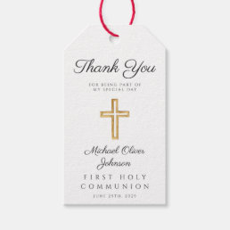 Elegant Religious Cross Thank You First Communion Gift Tags
