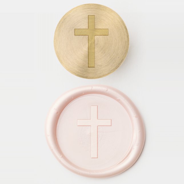 Elegant Religious Cross Wax Seal Stamp (Stamped)