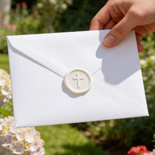 Elegant Religious Cross Wax Seal Sticker