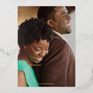 Elegant Religious Emmanuel God With Us Photo Real Foil Holiday Card