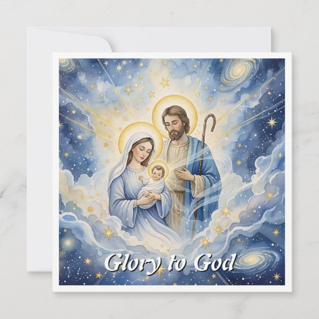 Elegant Religious Glory To God Christian Christmas Holiday Card (Front)