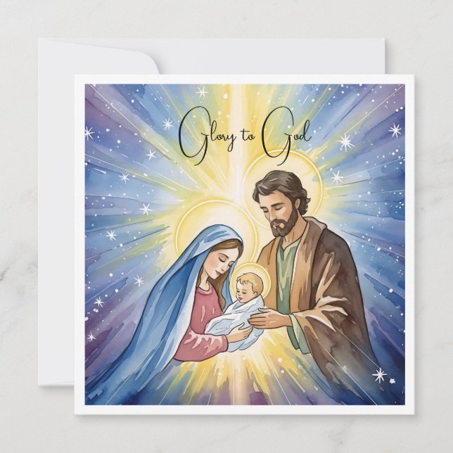 Elegant Religious Glory To God Christian Christmas Holiday Card (Front)