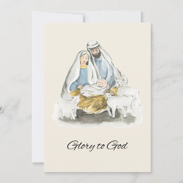 Elegant Religious Glory To God Christian Christmas Holiday Card (Front)