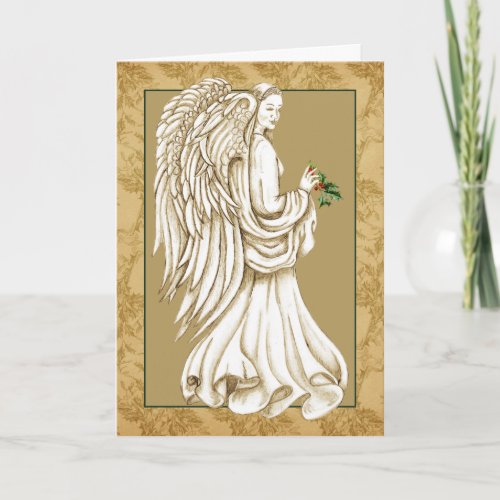 Elegant Religious Golden Christmas Angel Card