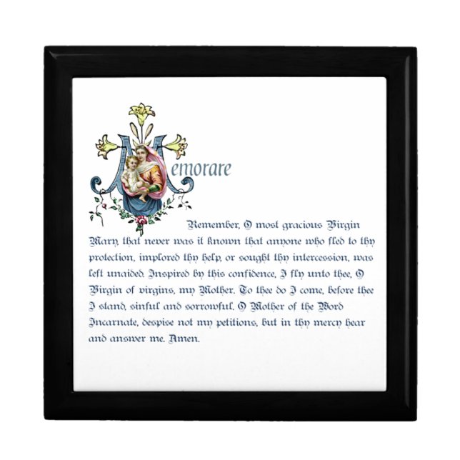 Elegant Religious Memorare Prayer Virgin Mary  Gift Box (Front)