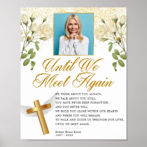 Elegant Religious Photo Funeral Poem Sign