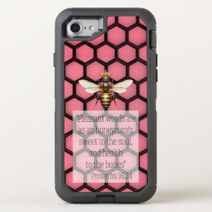 Elegant Religious Pink Black Honeycomb Queen Bee OtterBox Defender iPhone SE/8/7 Case