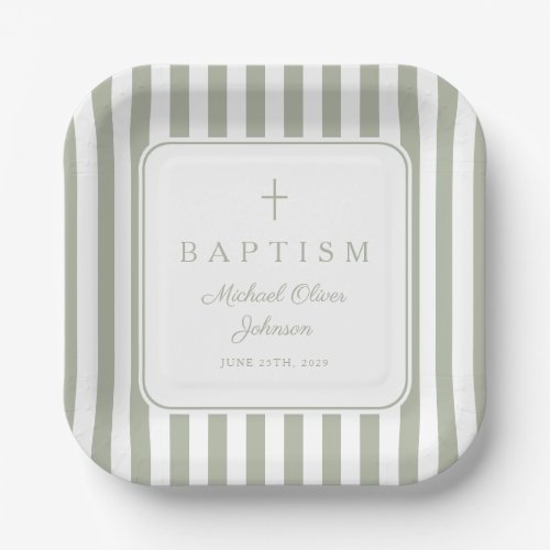 Elegant Religious Sage Green Boy Baptism