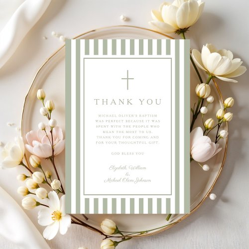 Elegant Religious Sage Green Boy Baptism