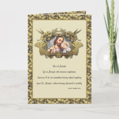 Elegant Religious St Joseph Child Jesus Gold Card