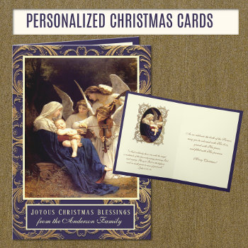 Elegant Religious Virgin Mary Angels Music Holiday Card by ShowerOfRoses at Zazzle
