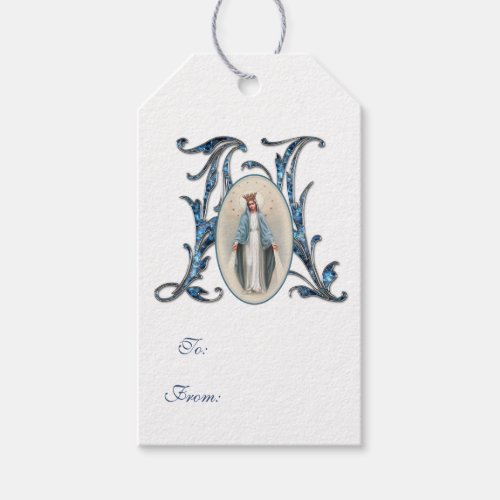 Elegant Religious Virgin Mary Blue Catholic Gift  Gift Tags