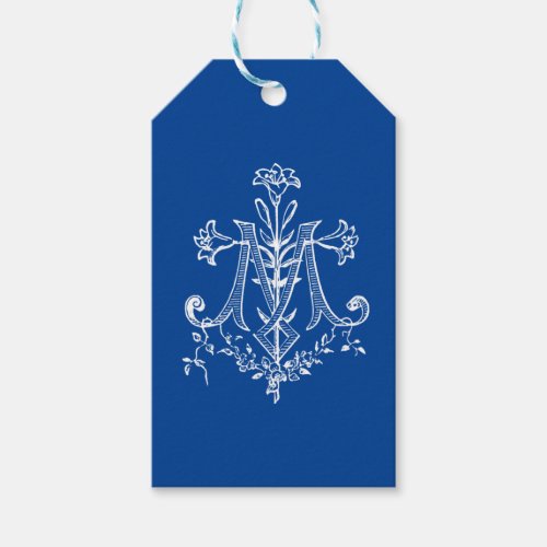 Elegant Religious Virgin Mary Blue Catholic Lilies Gift Tags