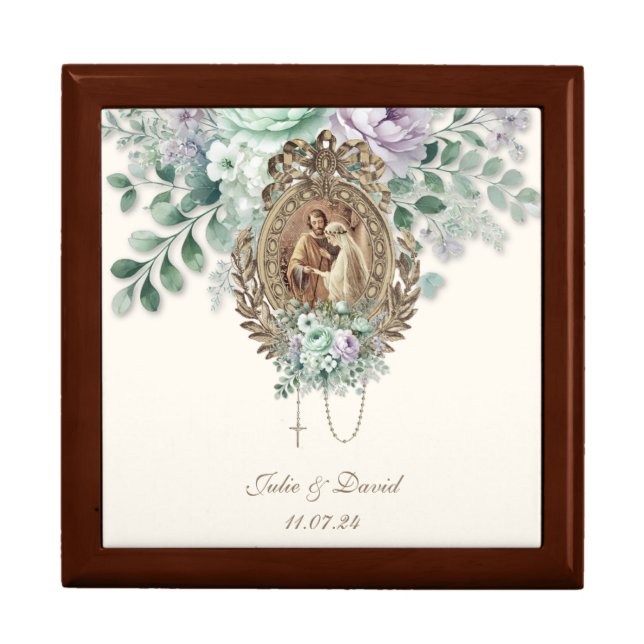 Elegant Religious Wedding  Betrothal Mary Joseph Gift Box (Front)