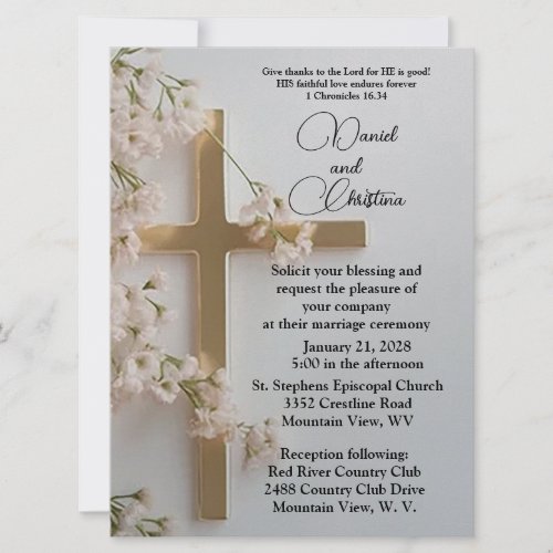 Elegant Religous Flat Wedding Invitation 