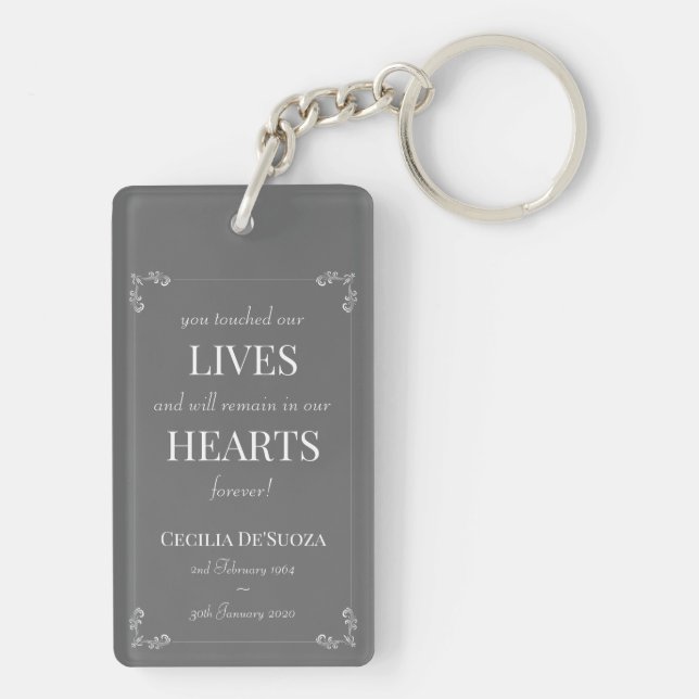 Elegant Remembrance Family Memorial Custom Photo K Keychain (Back)