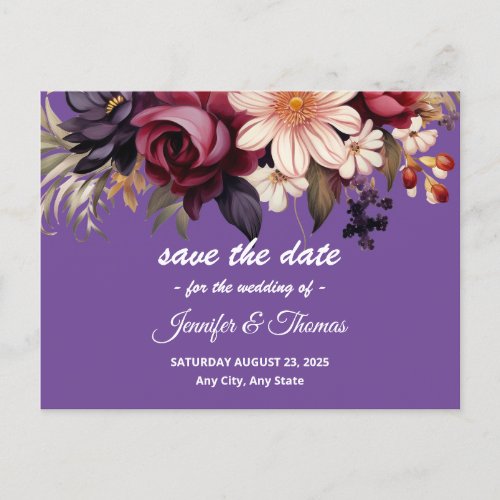 Elegant Renaissance Floral Save The Date Postcard