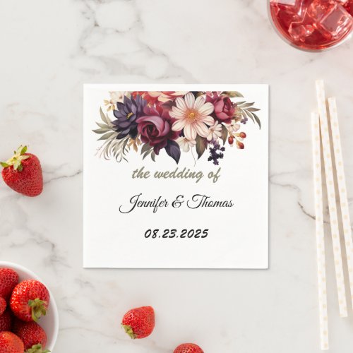 Elegant Renaissance Floral Wedding Cocktail Napkin