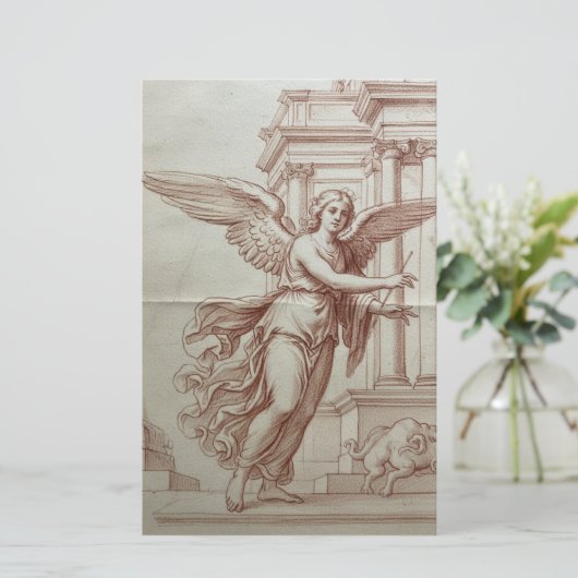 Elegant Renaissance Sanguine Chalk Sketch Fine Art (Standing Front)