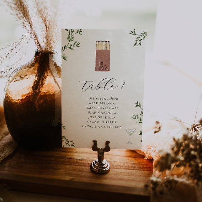 Elegant Restaurant Matchbook Illustration Wedding Table Number (Creator Uploaded)