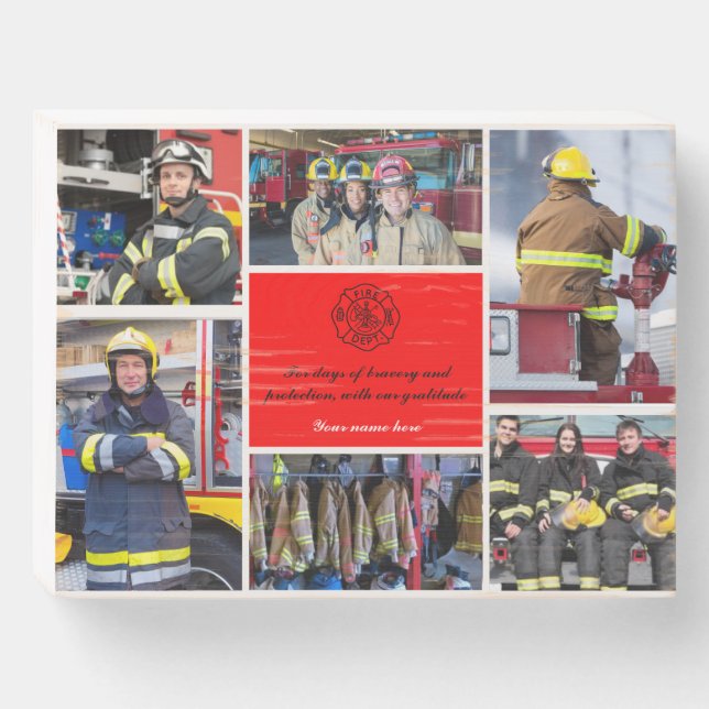 Elegant Retired Firefighter Gift Custom Wooden Box (Front Horizontal)