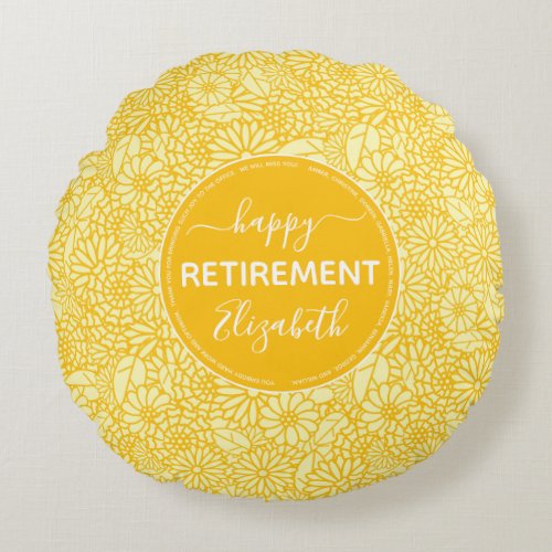 Elegant Retirement floral name  Round Pillow