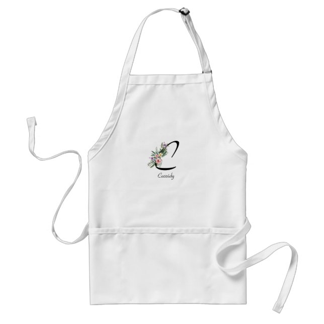 Elegant Retirement Gift Watercolor Flowers Adult Apron (Front)