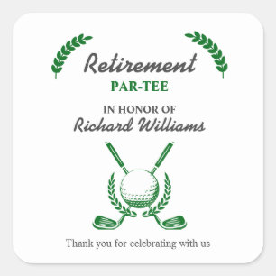 Elegant Retirement Golf Club Wreath Themed Party Square Sticker