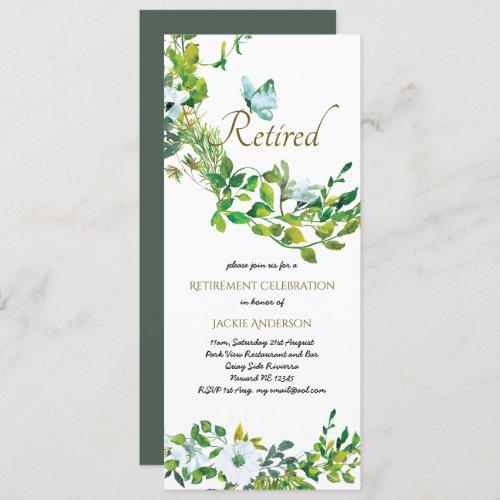 Elegant RETIREMENT Invitations Botanical Floral