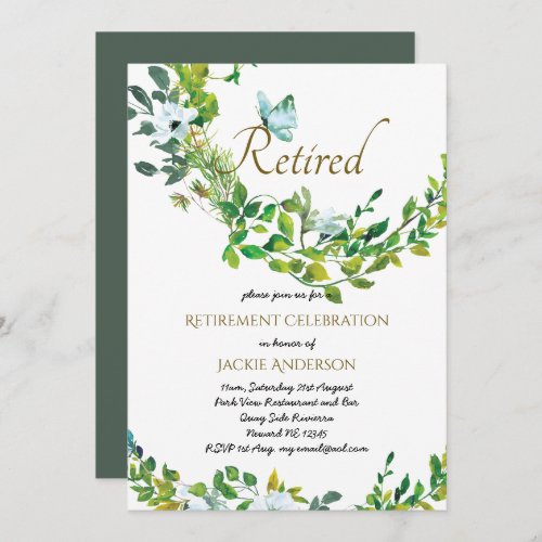 Elegant RETIREMENT Invitations Botanical Greenery