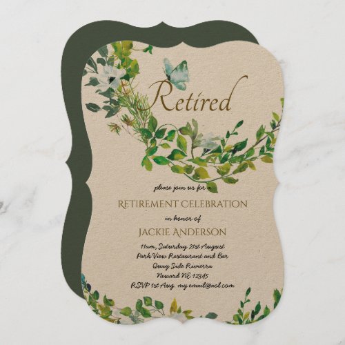 Elegant RETIREMENT Invitations Man Woman Greenery