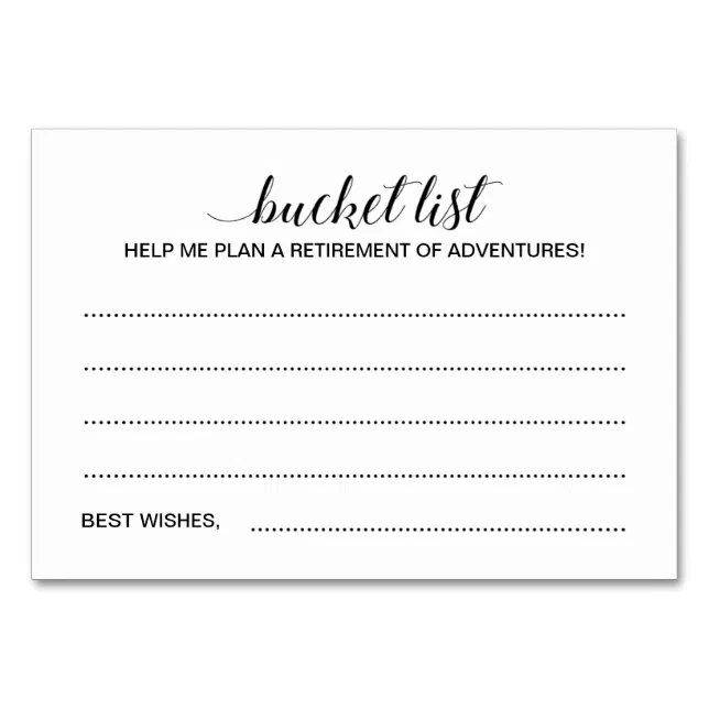 Elegant Retirement Party Bucket List Idea Cards | Zazzle