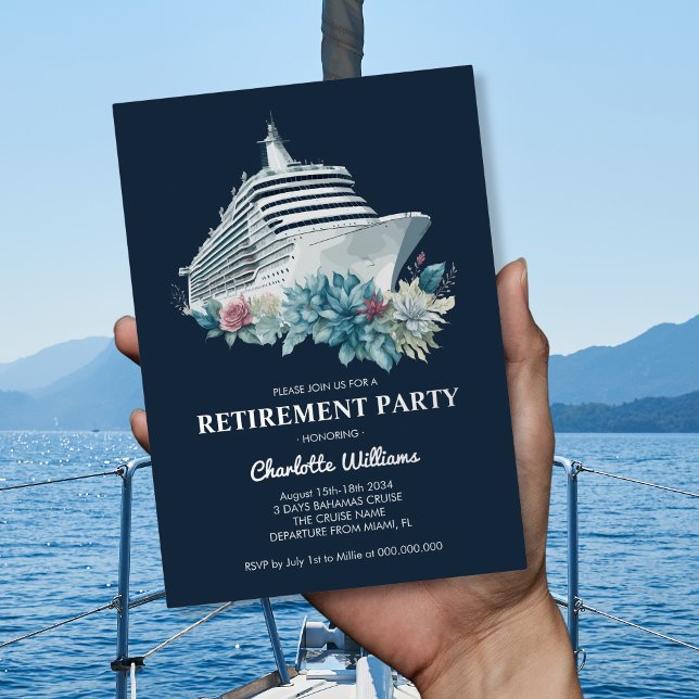 Elegant Retirement Party Cruise Ship Silver Foil Invitation (Elegant Retirement Party Cruise Ship Silver Foil Invitation
)